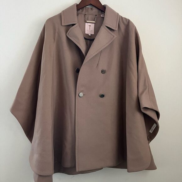 Ted Baker DONNATA Double Breasted Camel Wool Cape Coat | Size Large - Picture 4 of 11